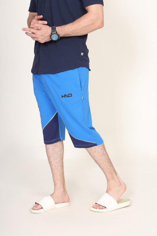 Hope Not Out by Shahid Afridi Men Shorts Man Royal Blue Panneled Knit Short