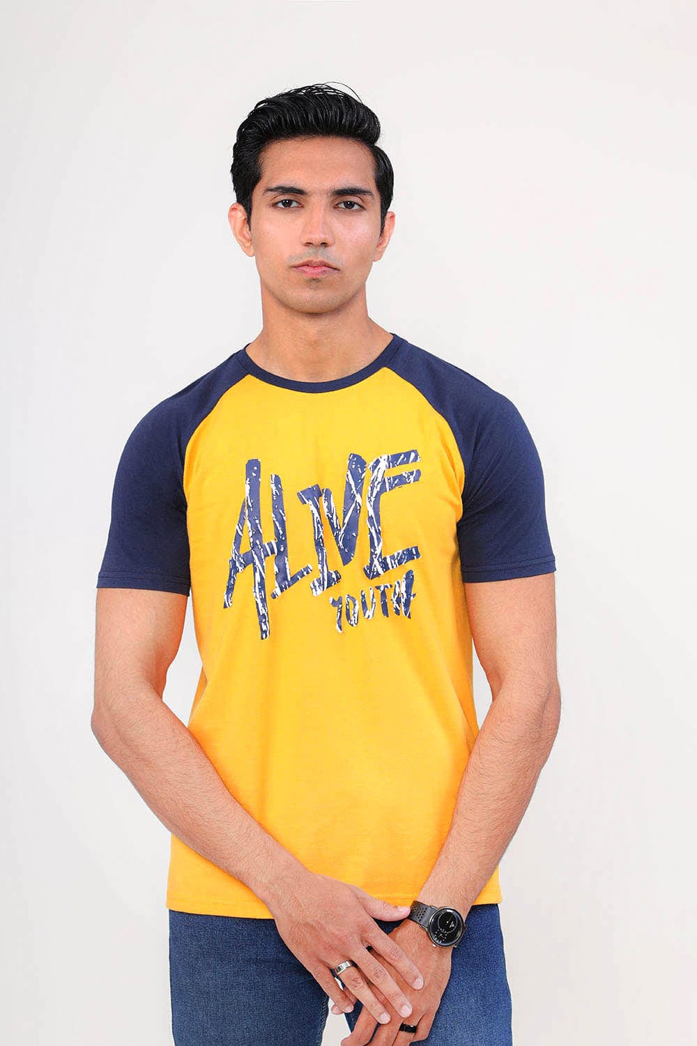 Hope Not Out by Shahid Afridi Men T-Shirt Alive Graphic Yellow Raglan Tee