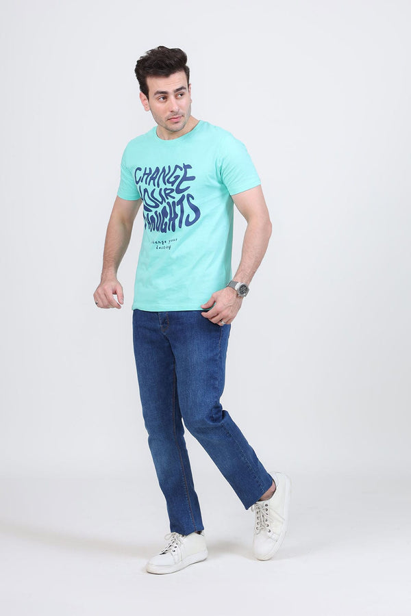 Hope Not Out by Shahid Afridi Men T-Shirt Change Your Thoughts Sea Green T-Shirt