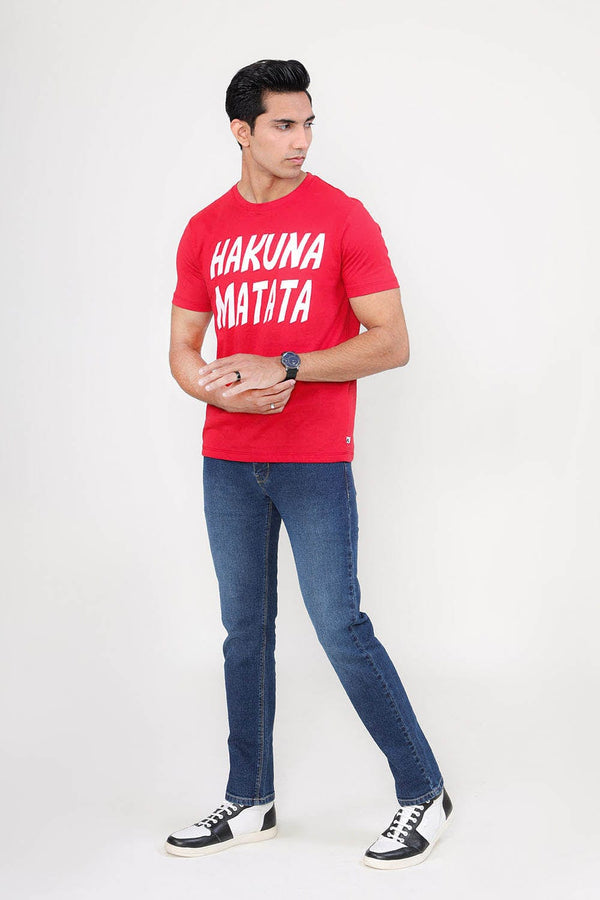 Hope Not Out by Shahid Afridi Men T-Shirt Hakuna Matata Red Half Sleeve T-Shirt for Men