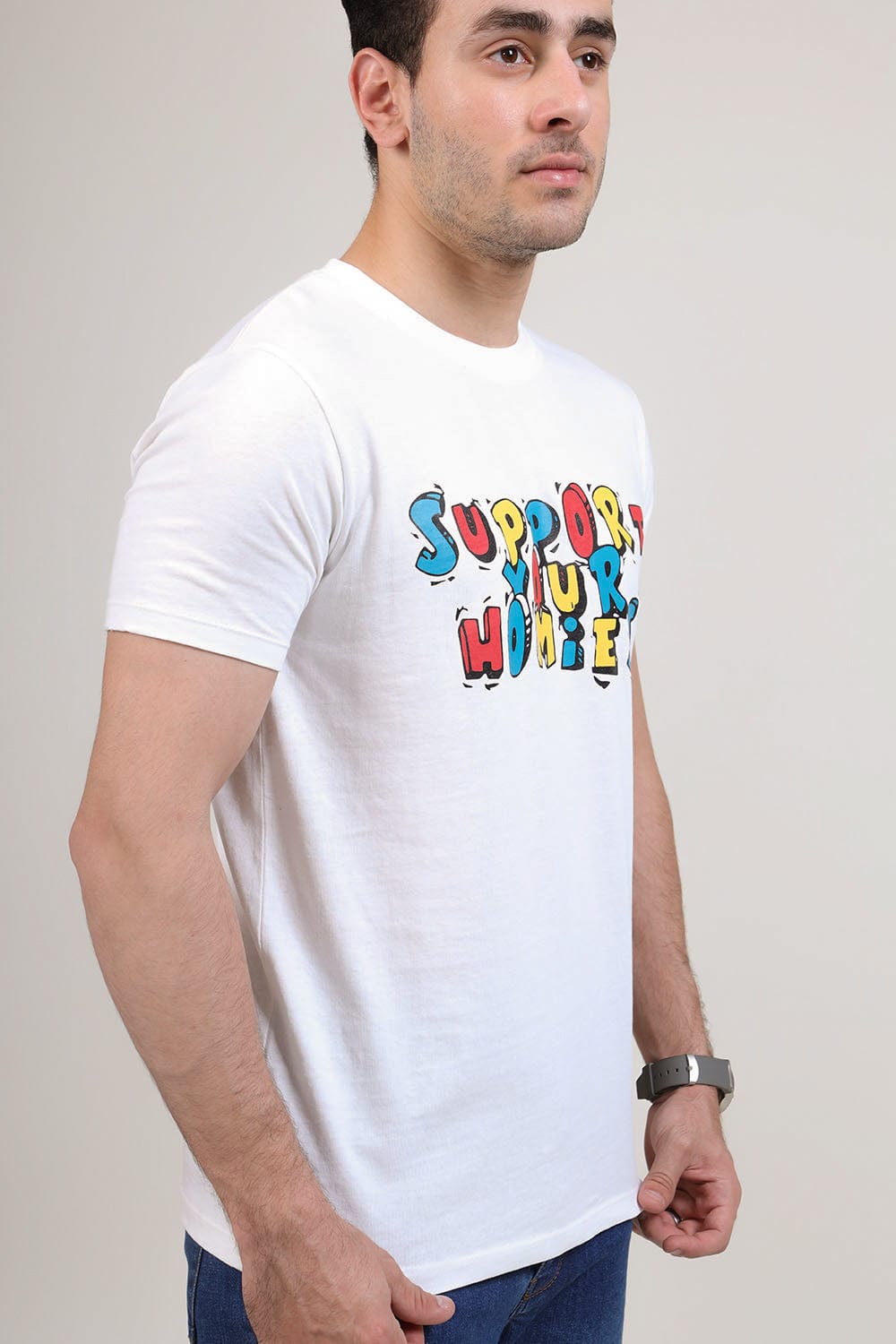 Hope Not Out by Shahid Afridi Men T-Shirt Homies Support White Tee for Men