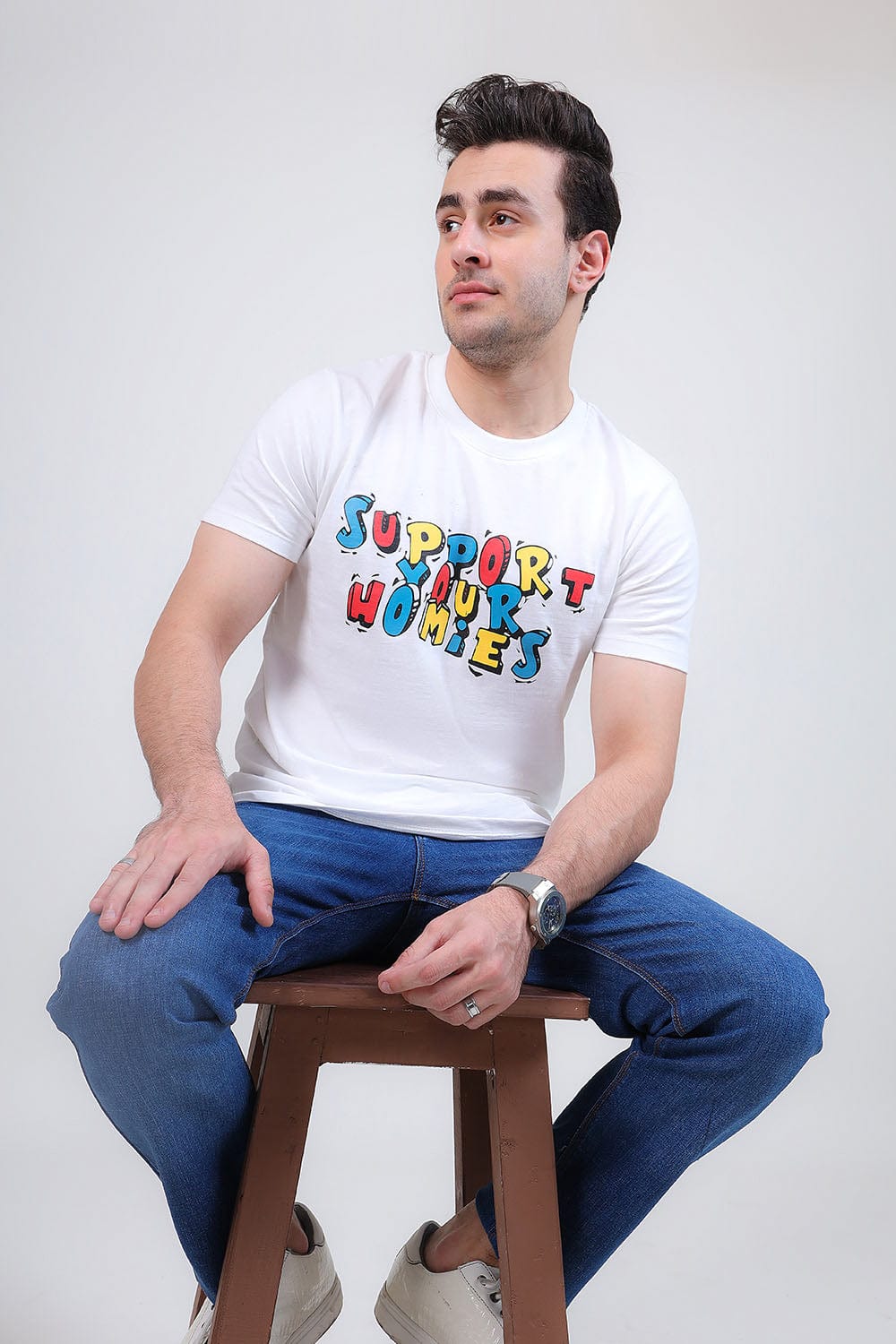Hope Not Out by Shahid Afridi Men T-Shirt Homies Support White Tee for Men