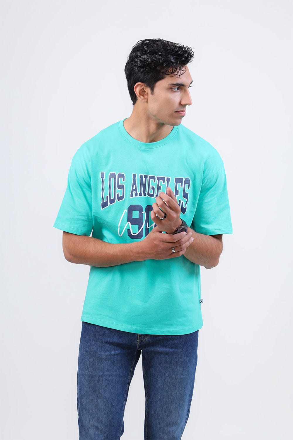 Hope Not Out by Shahid Afridi Men T-Shirt Los Angeles 90 Sea Green Drop Shoulder T-Shirt