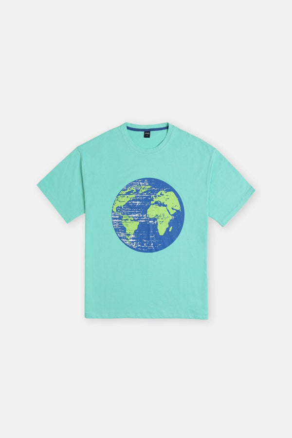 Hope Not Out by Shahid Afridi Men T-Shirt Men Sea Green World Map T-Shirt