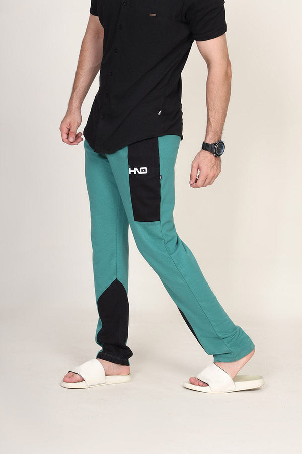 Hope Not Out by Shahid Afridi Men Trouser Sea Green Trouser With Navy Panels