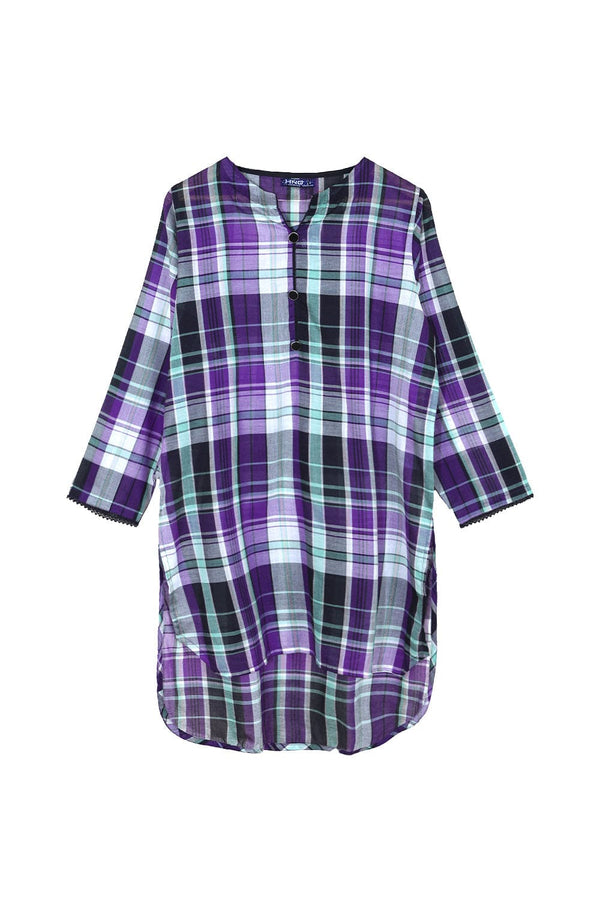 Hope Not Out by Shahid Afridi Women Shirt with Trouser Purple Check Top