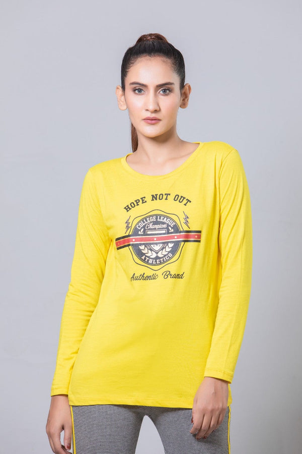 Hope Not Out by Shahid Afridi Women T-SHIRT Yellow T-Shirt HWKTF20001