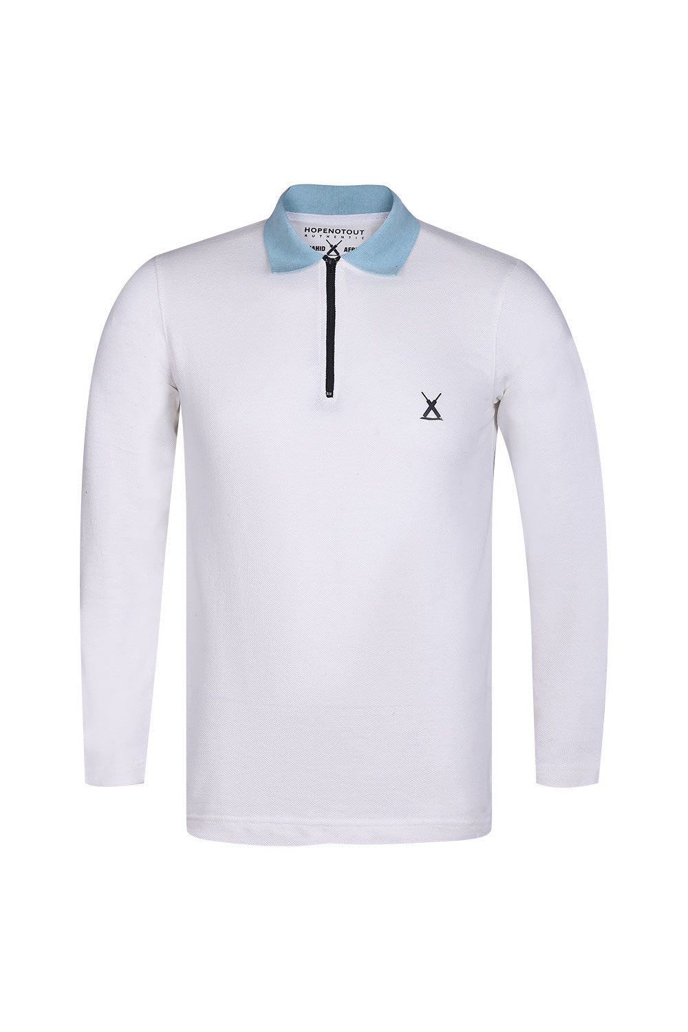 Zipper Polo with Contrast Collar - Polo Shirt - HOPE NOT OUT