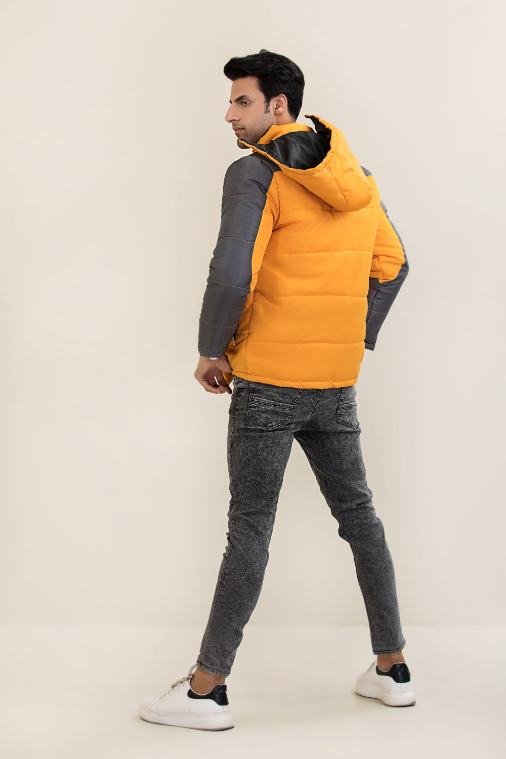 Panelled Puffer Jacket With Hood