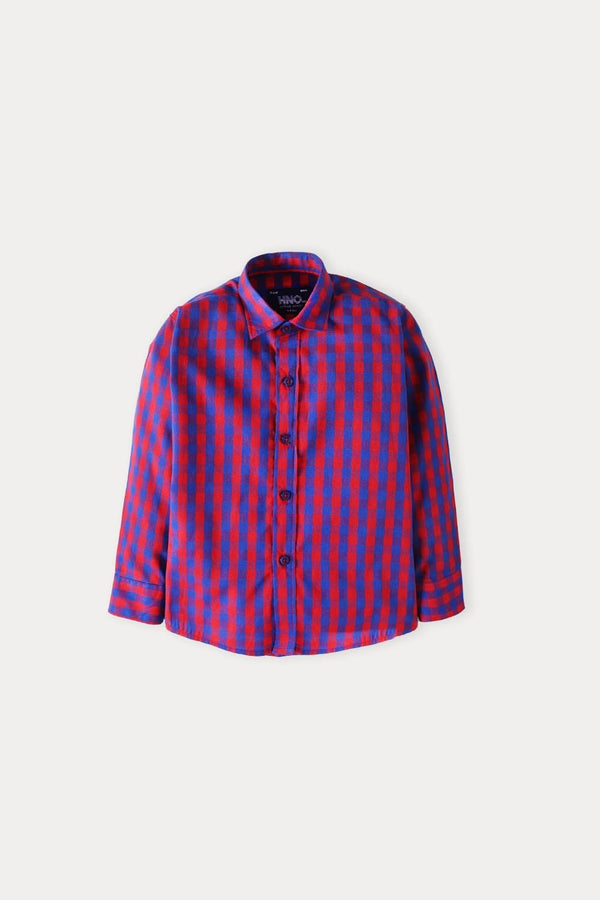 Hope Not Out by Shahid Afridi Boys Casual Shirt Derby Check Red and Blue Boy's Shirt