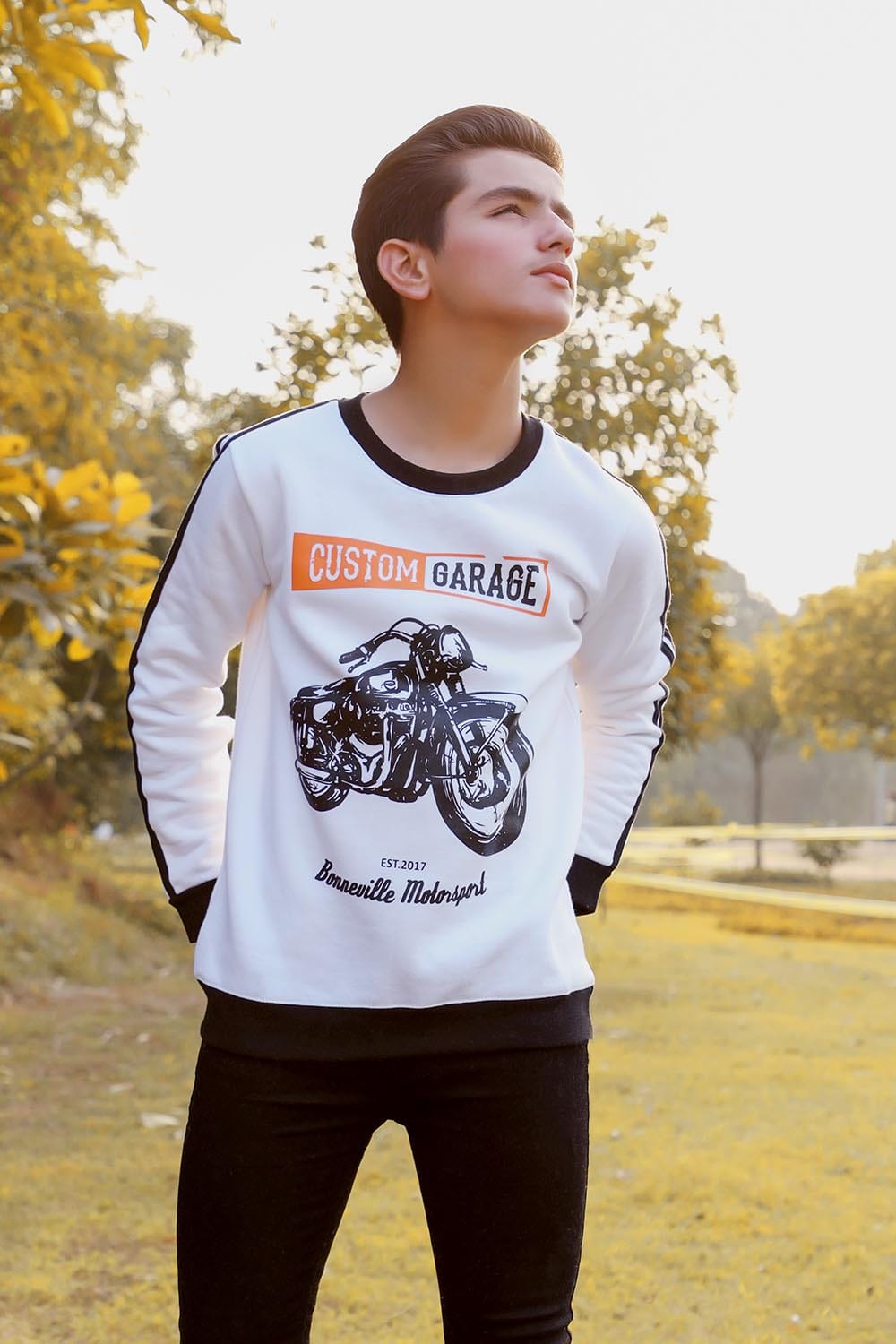 Hope Not Out by Shahid Afridi Boys Knit Sweat Shirt Biker Sweatshirt