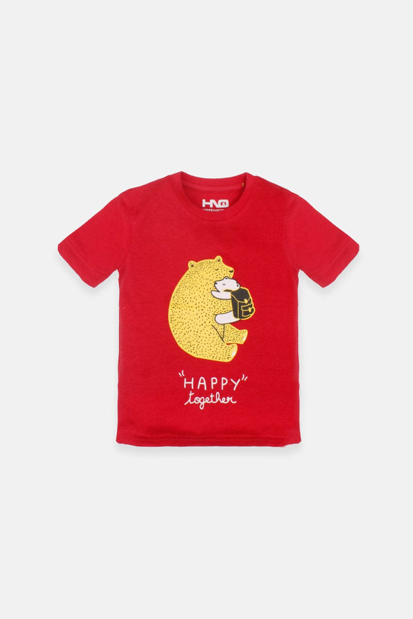 Hope Not Out by Shahid Afridi Boys Knit T-Shirt Boys Red Happy Together T-Shirt