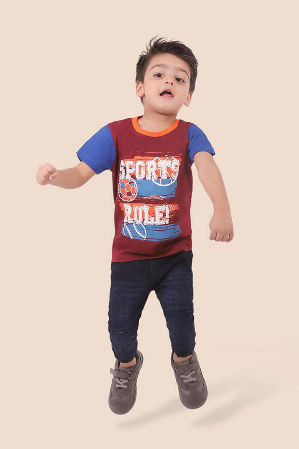 Hope Not Out by Shahid Afridi Boys Knit T-Shirt Puff Printed Sports Rule Graphic T-Shirt