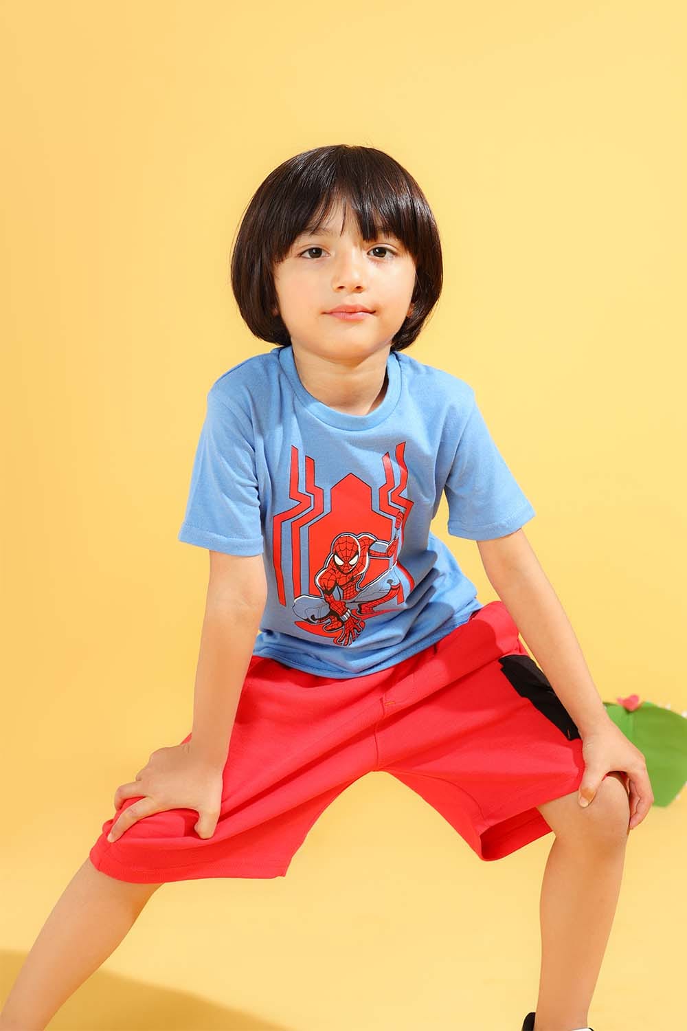 Hope Not Out by Shahid Afridi Boys Knit T-Shirt Sky Blue Half Sleeves T-Shirt with Spider Man Graphic for Boys