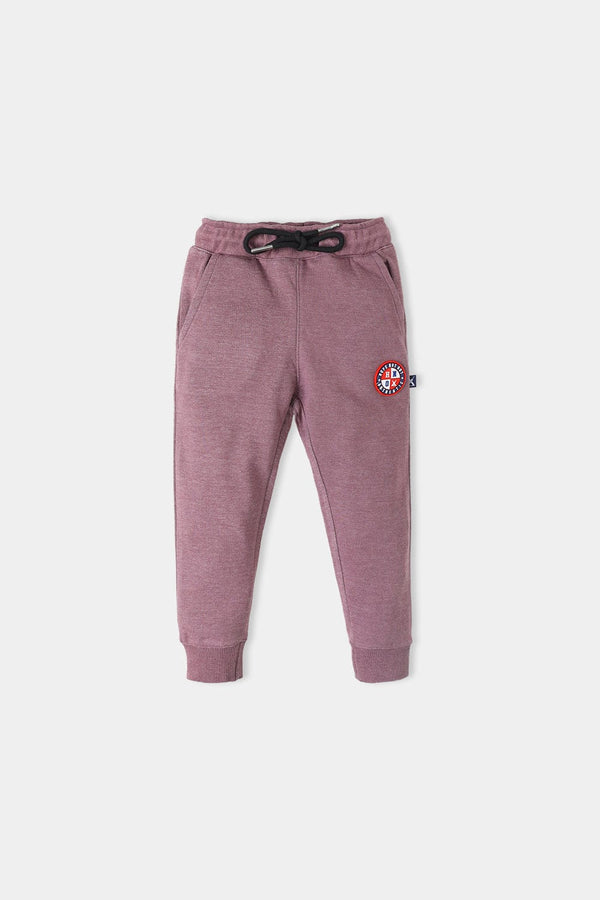 Hope Not Out by Shahid Afridi Boys Knit Trouser Purple Trouser with Silicon Badge for Boys