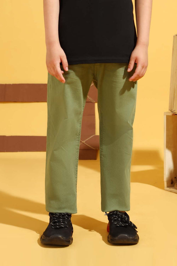 Hope Not Out by Shahid Afridi Boys Non Denim Pants Olive Cotton Pants for Boys