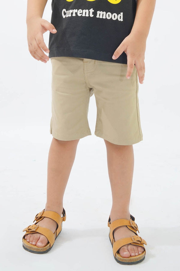Hope Not Out by Shahid Afridi Boys Non Denim Shorts Beige Twill Shorts