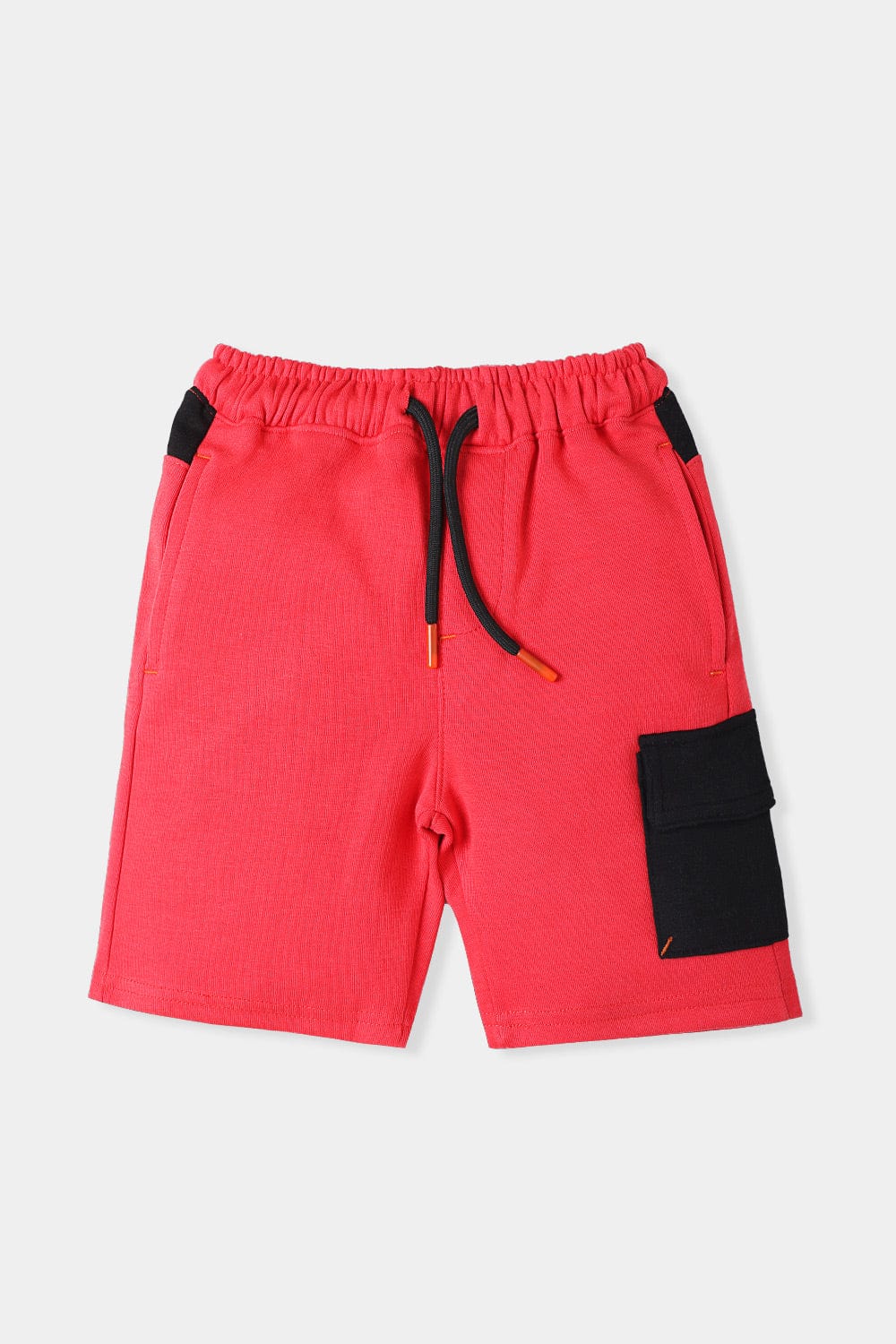 Hope Not Out by Shahid Afridi Boys Non Denim Shorts Red Knit Shorts with Contrast Black Pocket for Boys