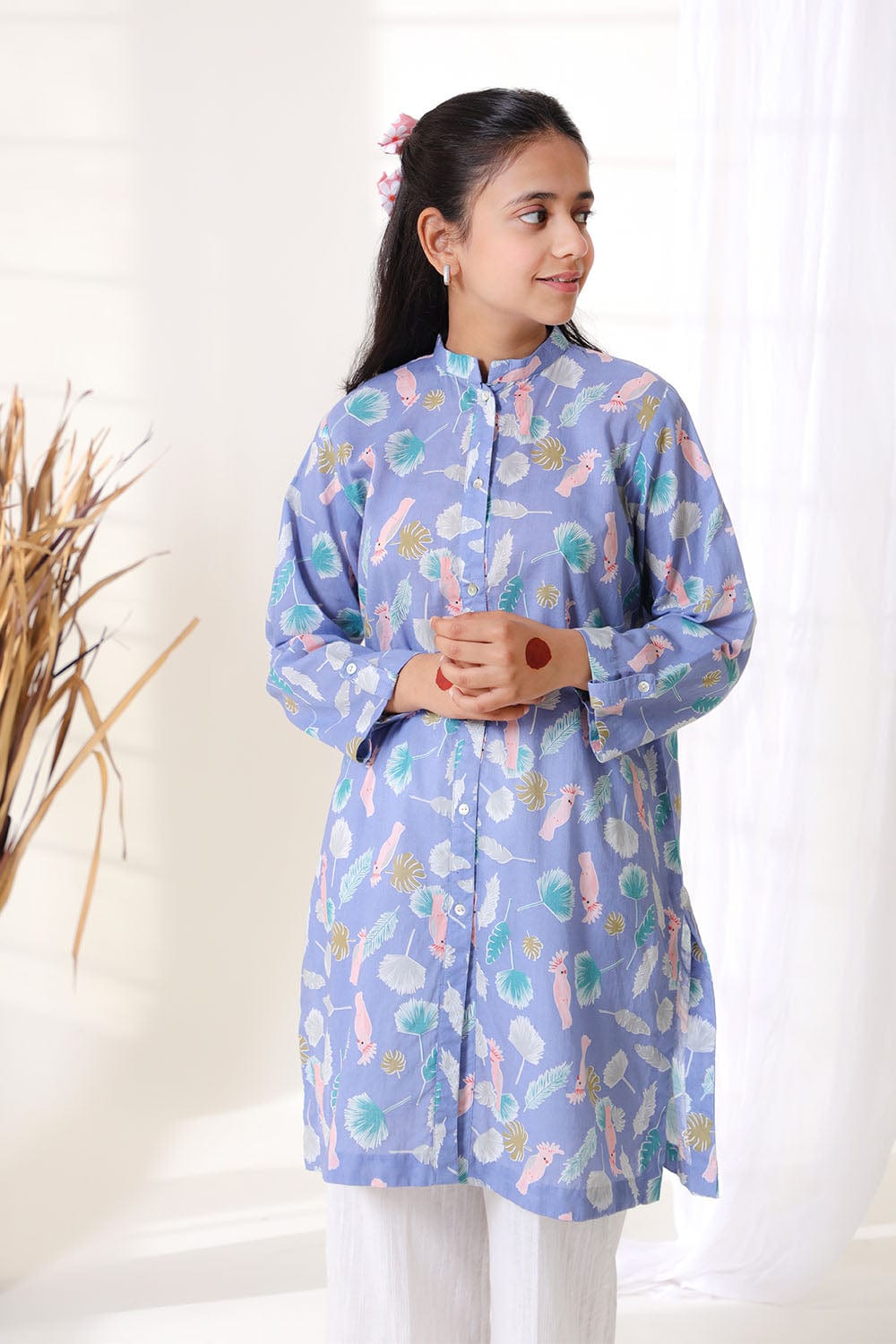 Hope Not Out by Shahid Afridi Eastern Girls Tops Girls Blue Multi Color Top Flora