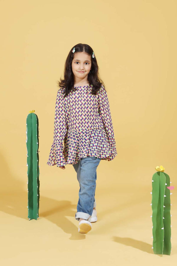 Hope Not Out by Shahid Afridi Eastern Girls Tops Kids Flora Printed Tunic