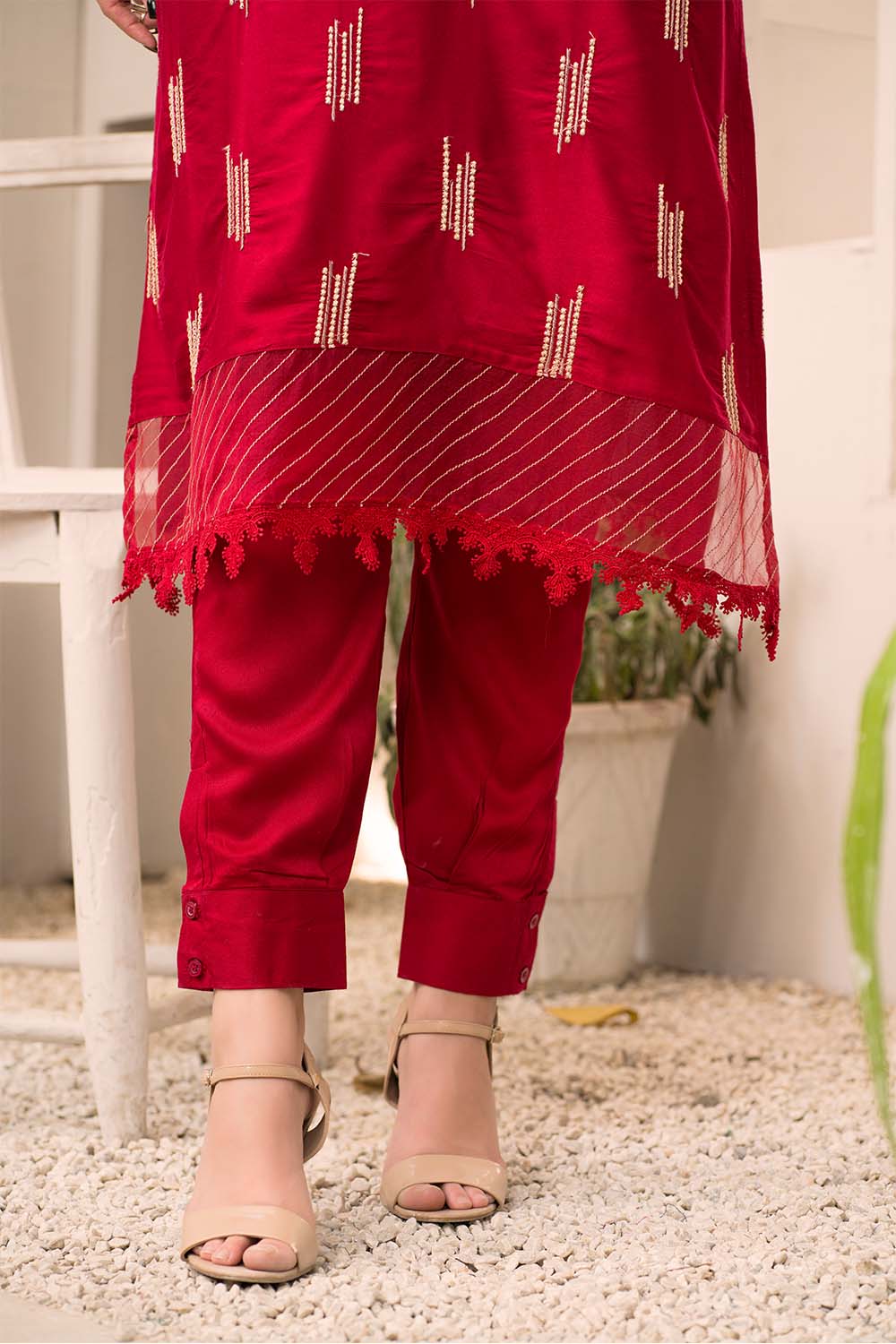 Hope Not Out by Shahid Afridi Eastern Women Shirt with Trouser RUBY