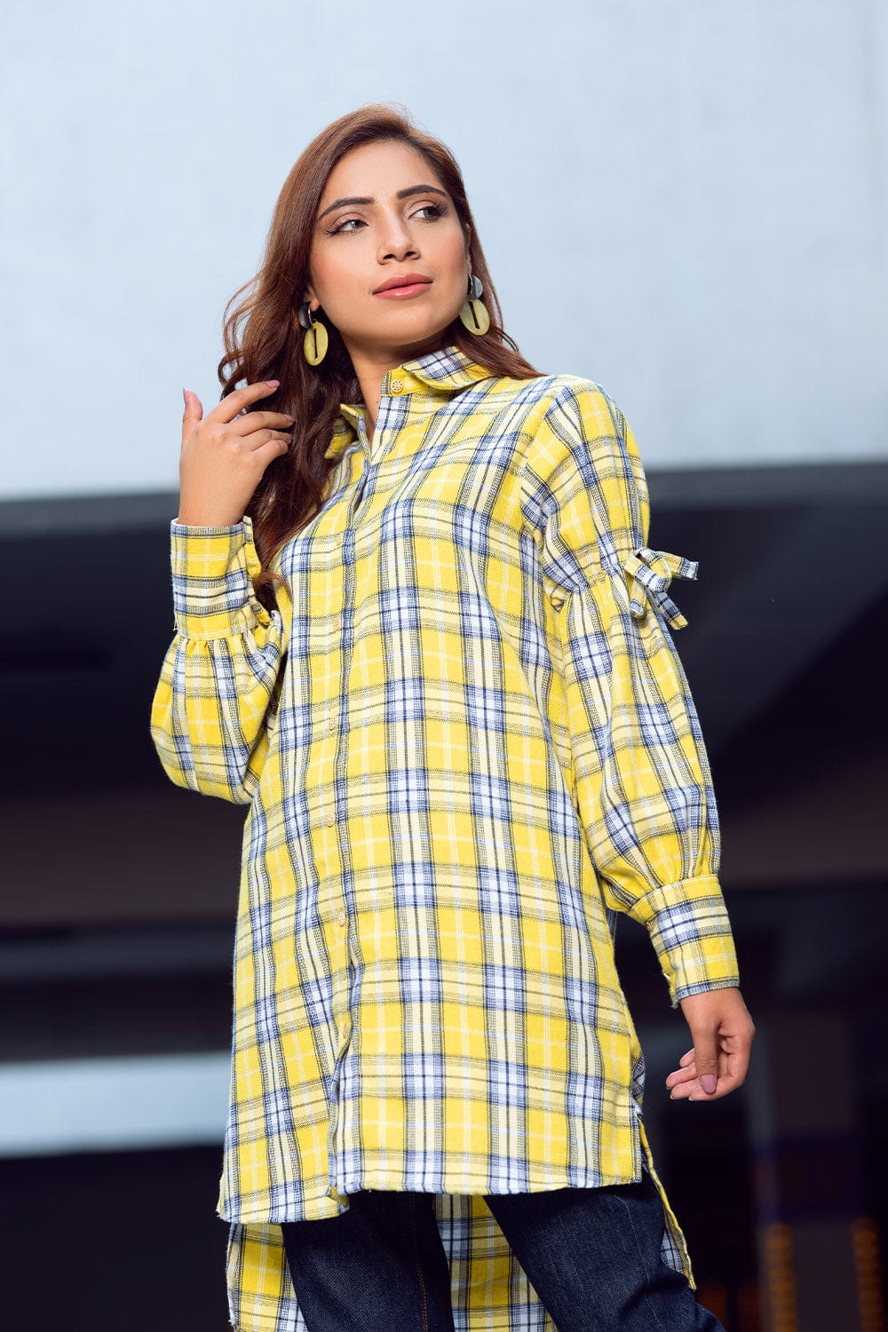 Hope Not Out by Shahid Afridi Eastern Women Shirts Checkered Button Down
