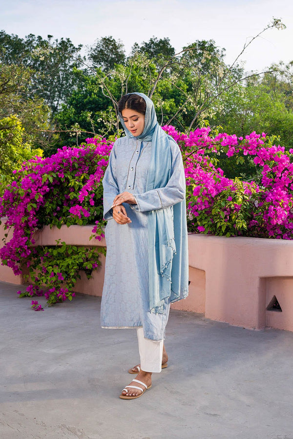 Hope Not Out by Shahid Afridi Eastern Women Shirts Women Blue Gary Shirt Flora
