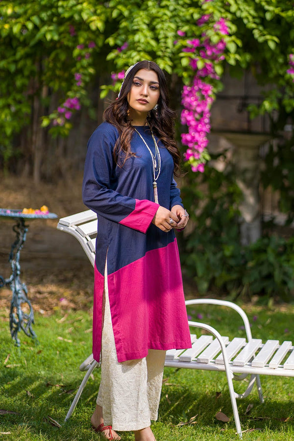 Hope Not Out by Shahid Afridi Eastern Women Shirts Women Blue Pink Long Shirt Flora