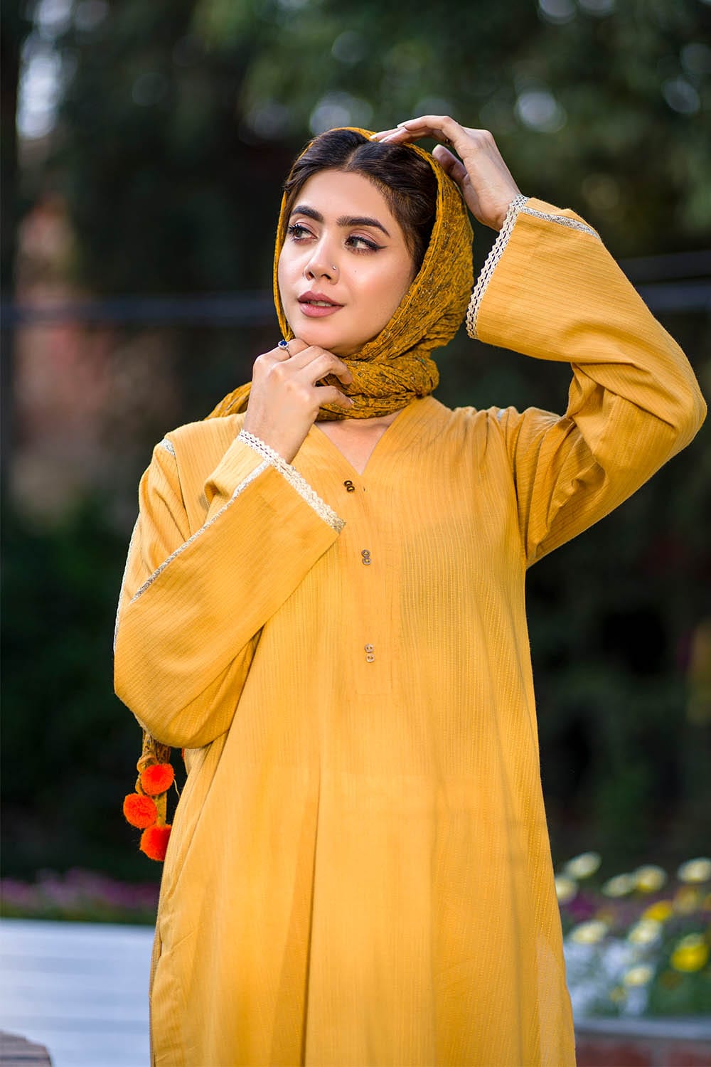 Hope Not Out by Shahid Afridi Eastern Women Shirts Women Mango Mustard Shirt Flora