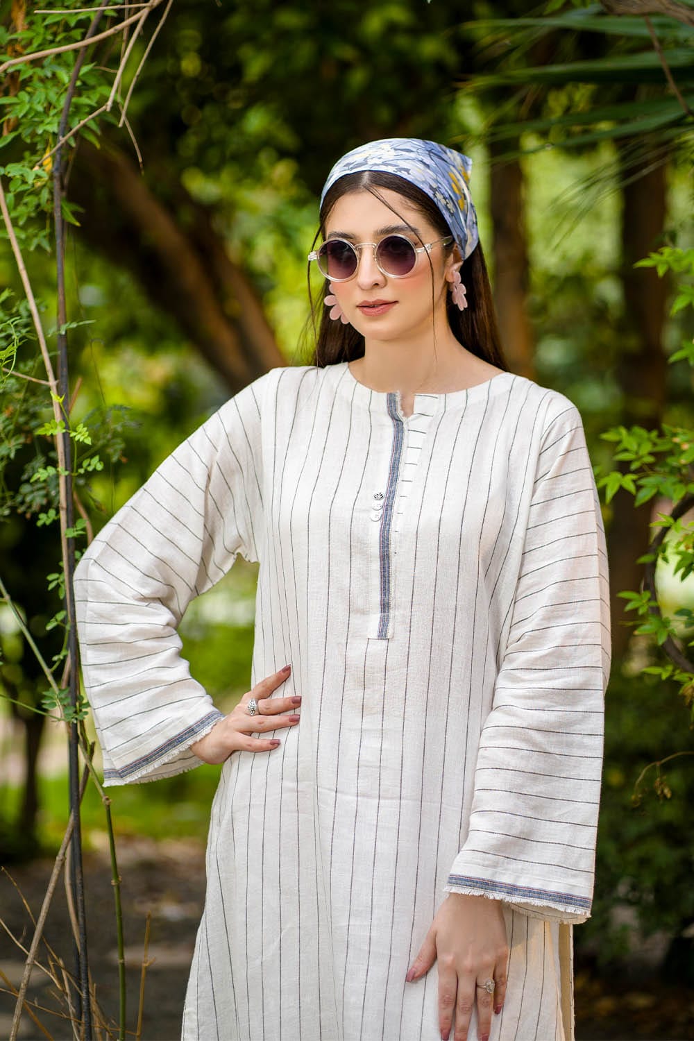 Hope Not Out by Shahid Afridi Eastern Women Shirts Women White Long Shirt Flora