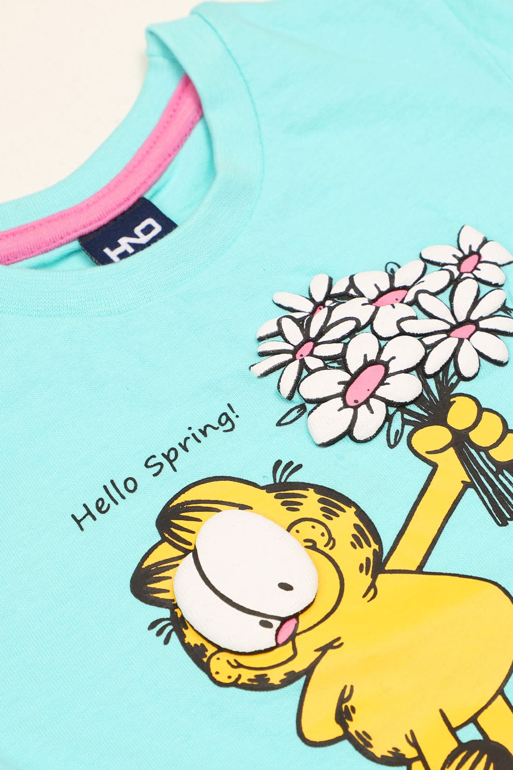 Hope Not Out by Shahid Afridi Girls Knit T-Shirt Girls Sea Green Garfield Hello Spring T-Shirt