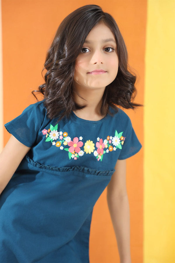 Hope Not Out by Shahid Afridi Girls Woven Dresses Embroidered Top