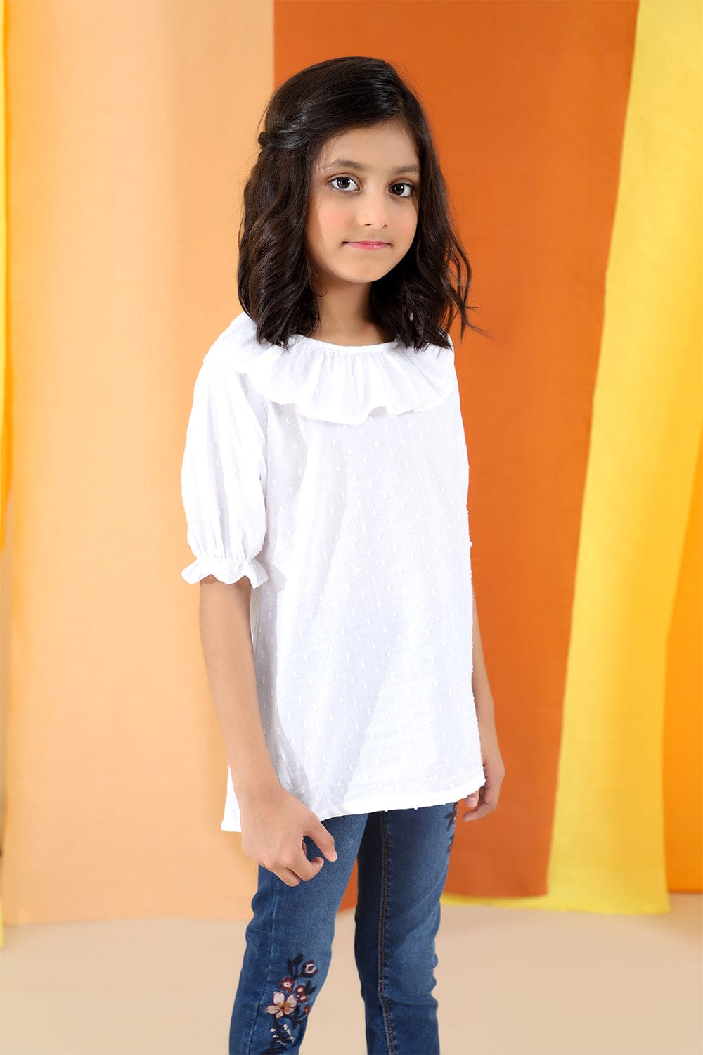 Hope Not Out by Shahid Afridi Girls Woven Dresses Girls Embroidered Frill Top