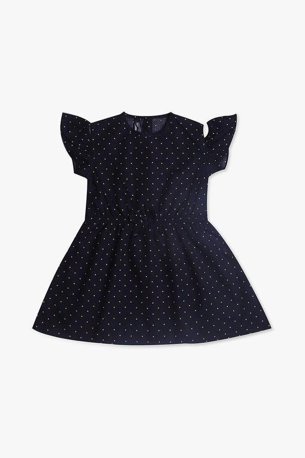 Hope Not Out by Shahid Afridi Girls Woven Dresses Polka Bow Dress