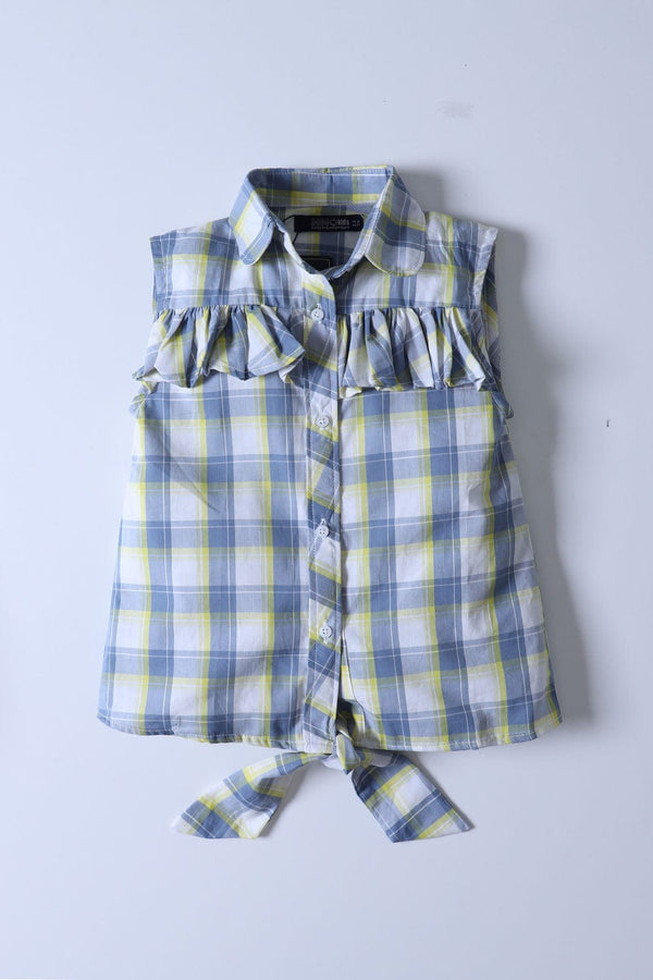 Hope Not Out by Shahid Afridi Girls Woven Dresses Sleeveless Checkered with Frill