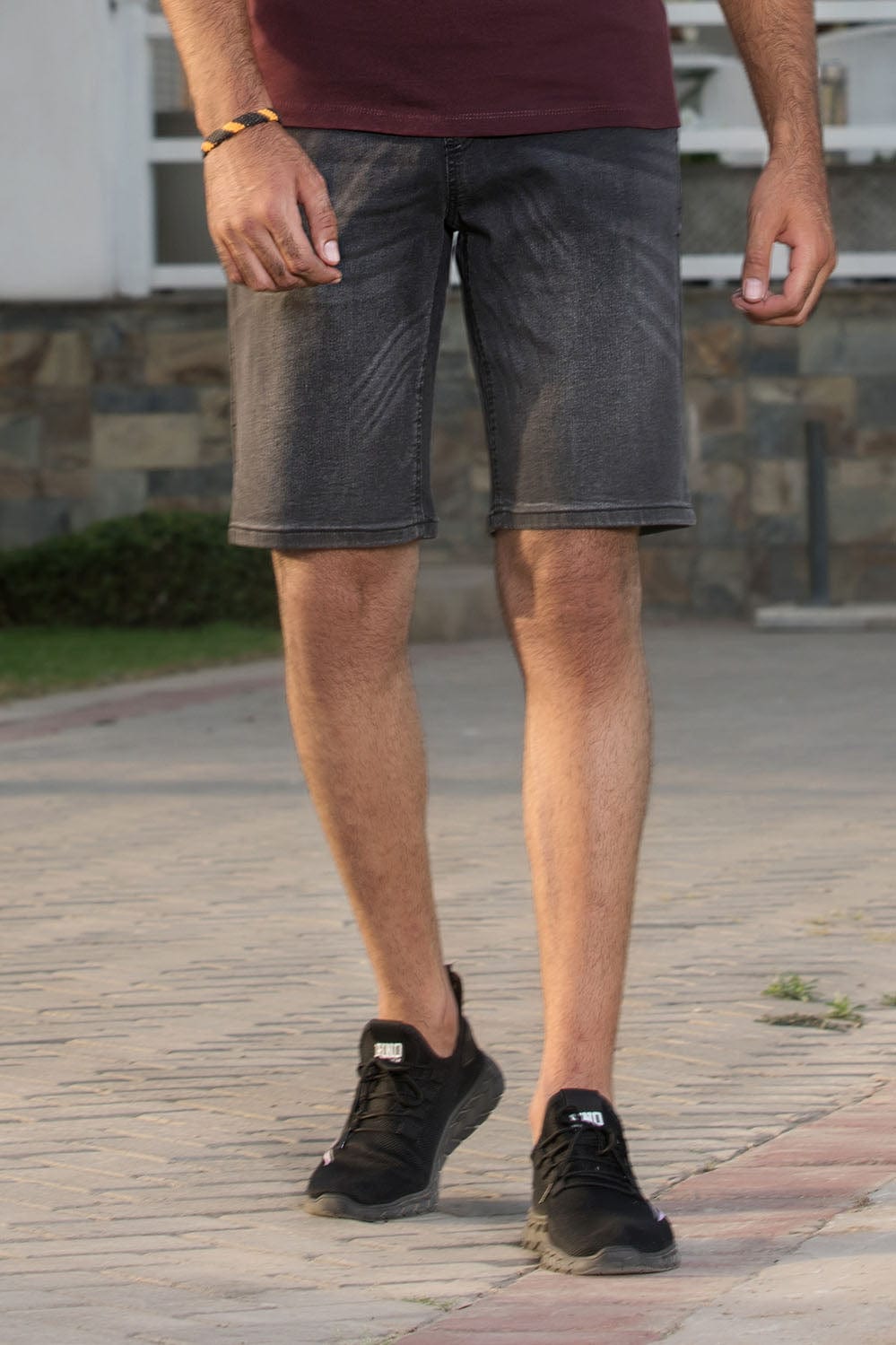Hope Not Out by Shahid Afridi Men Shorts Slim Fit Grey Denim Shorts