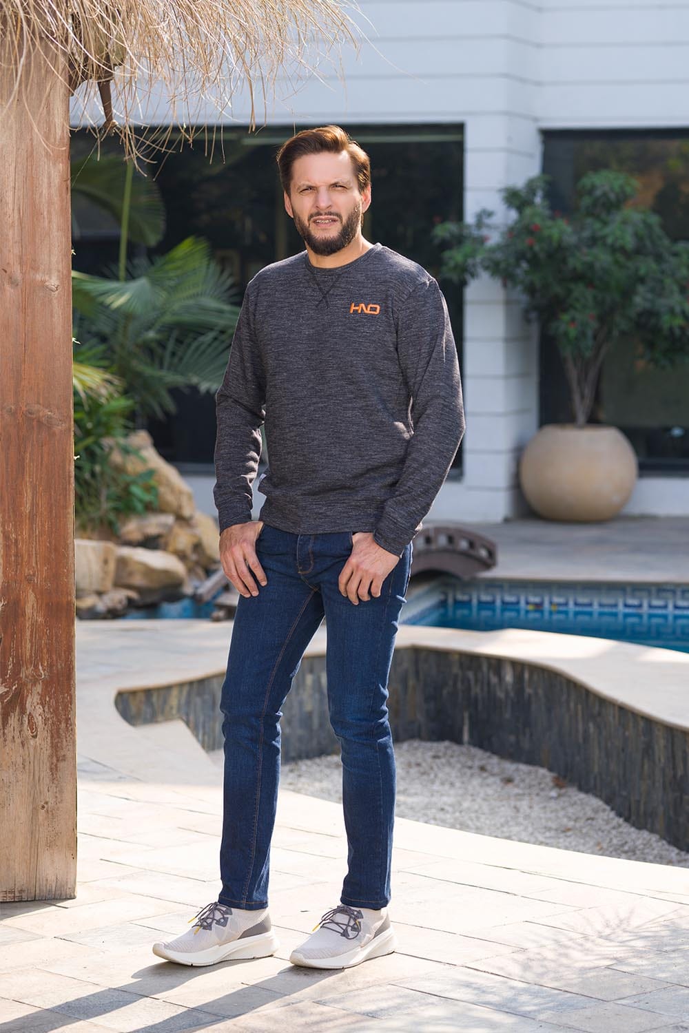 Hope Not Out by Shahid Afridi Men Sweat Shirt ORANGE EMBROIDERED HNO