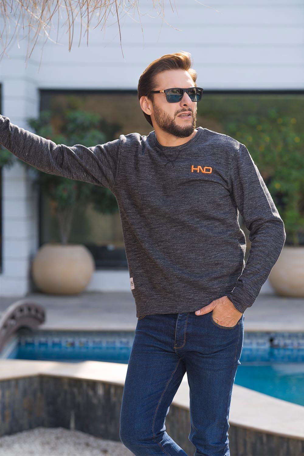 Hope Not Out by Shahid Afridi Men Sweat Shirt ORANGE EMBROIDERED HNO