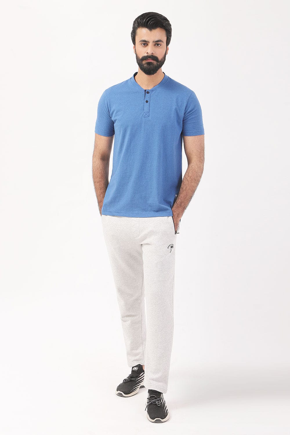 Hope Not Out by Shahid Afridi Men T-Shirt Fashion Henley with Contrast Placket