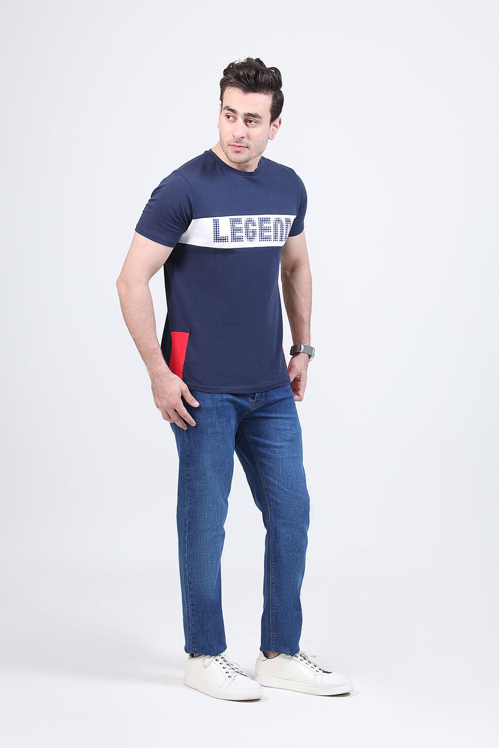 Hope Not Out by Shahid Afridi Men T-Shirt Legend Navy Half Sleeve Tee: Graphic Print