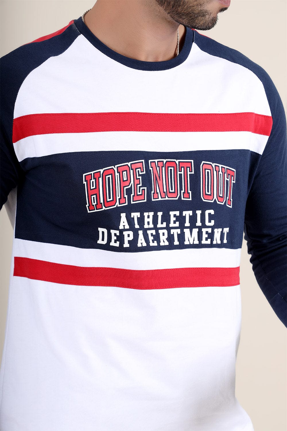 Hope Not Out by Shahid Afridi Men T-Shirt Premium Graphic Raglan with Cut and Sew Panels