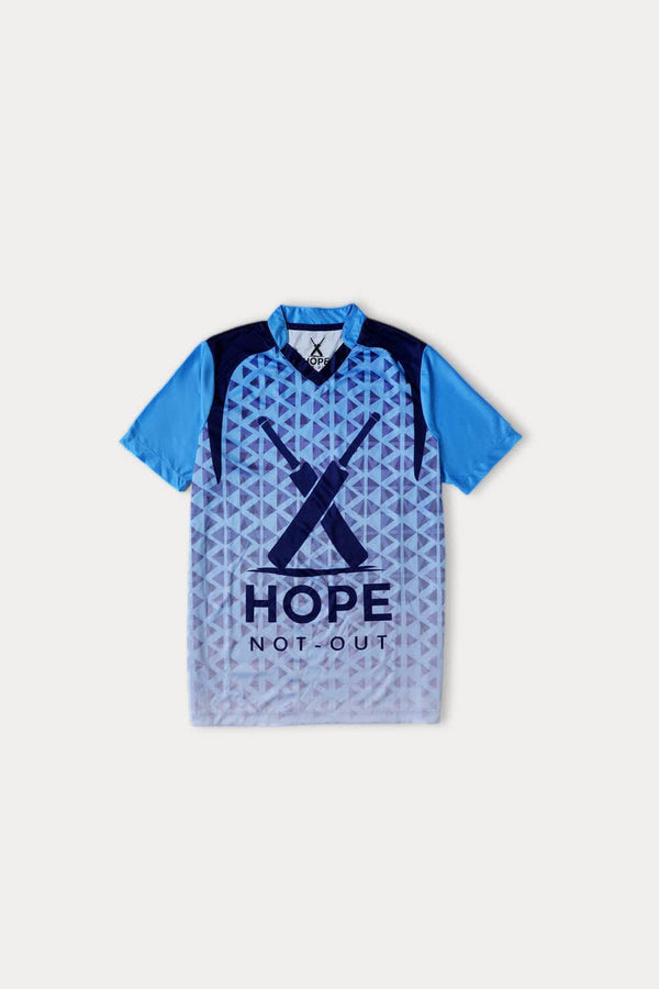 Hope Not Out by Shahid Afridi Men T-Shirt Sky Blue Half Sleeve T-Shirt with Contrast Panel and HNO Logo by Hope Not Out