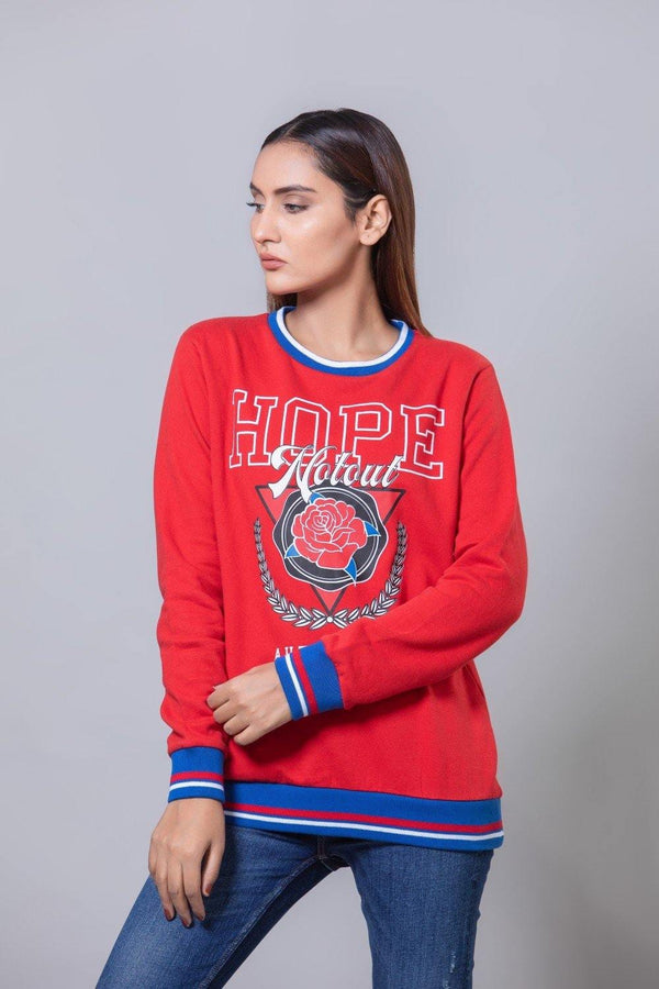 Hope Not Out by Shahid Afridi Women Sweat Shirt Red Sweat Shirt HWSSF20034
