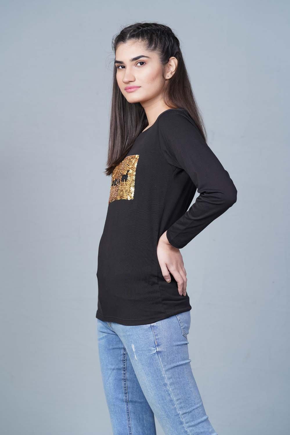 Hope Not Out by Shahid Afridi Women T-SHIRT Black T-Shirt HWKTF20026