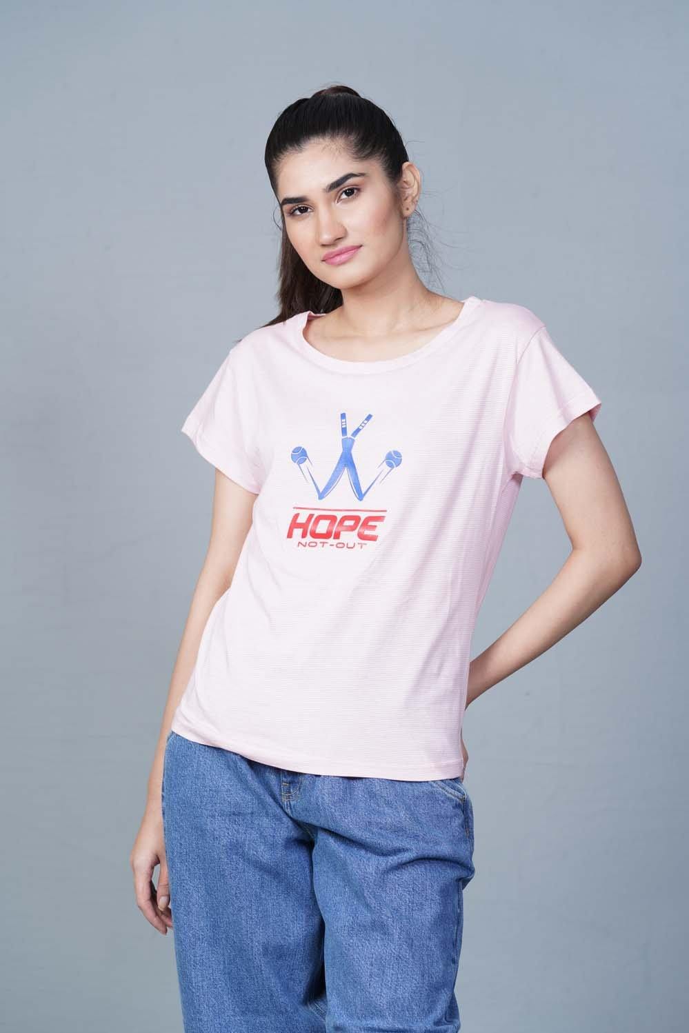 Hope Not Out by Shahid Afridi Women T-SHIRT Blush T-Shirt HWKTF20028